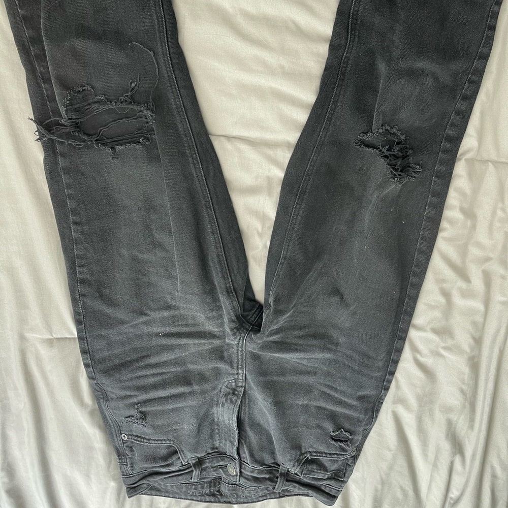 black american eagle high rise straight leg jeans ripped